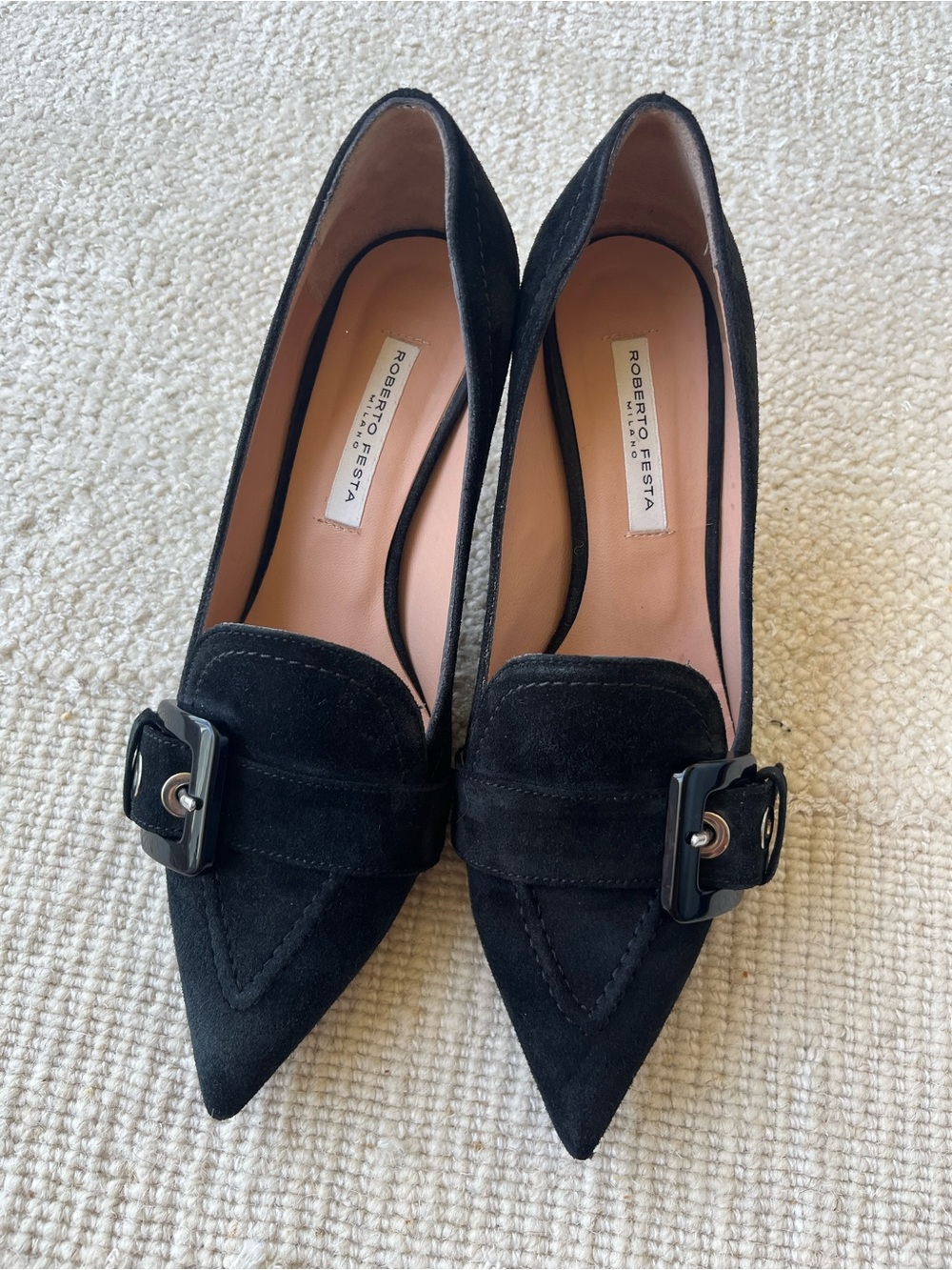 Roberto Festa black suede kitten heel pumps (shoes)